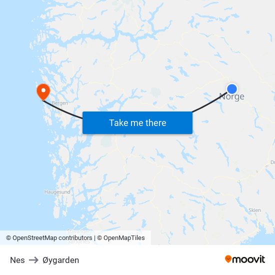 Nes to Øygarden map