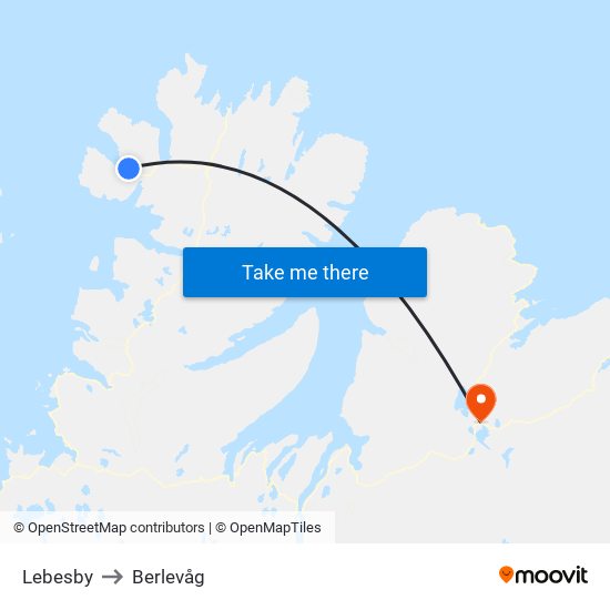 Lebesby to Berlevåg map