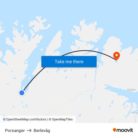 Porsanger to Berlevåg map