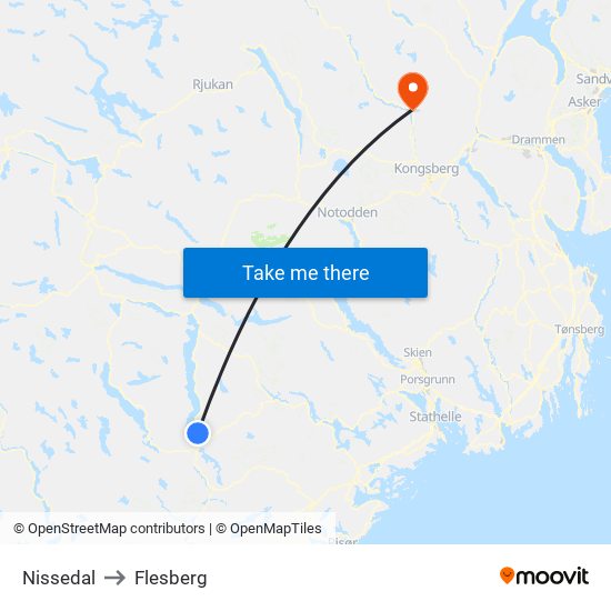 Nissedal to Flesberg map