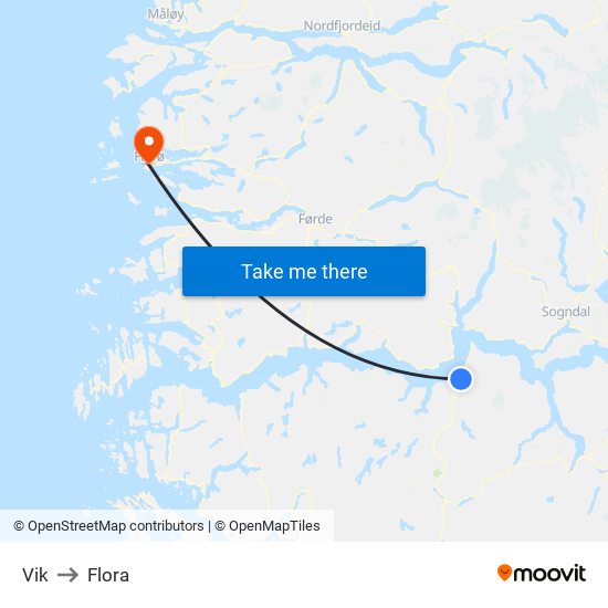 Vik to Flora map