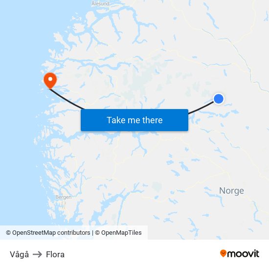 Vågå to Flora map