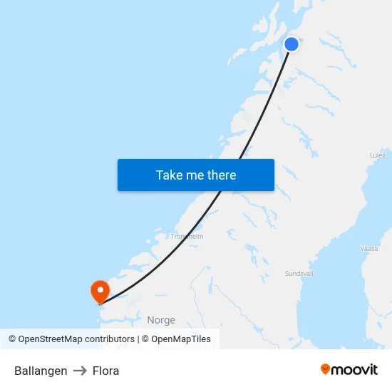 Ballangen to Flora map
