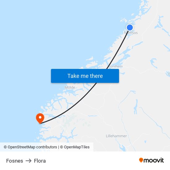 Fosnes to Flora map