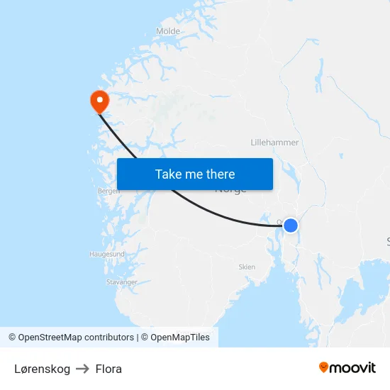 Lørenskog to Flora map