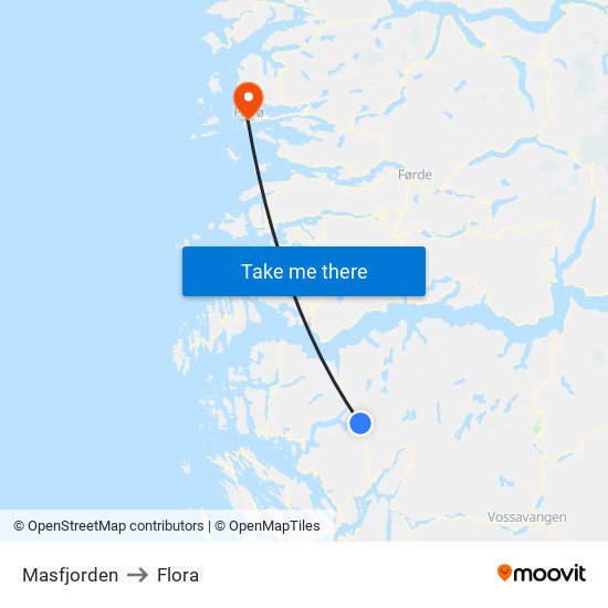 Masfjorden to Flora map