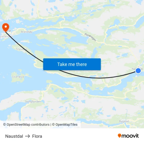 Naustdal to Flora map