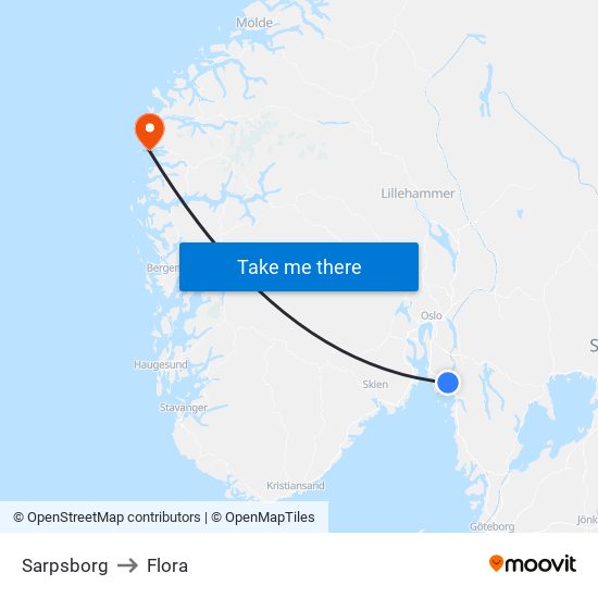 Sarpsborg to Flora map