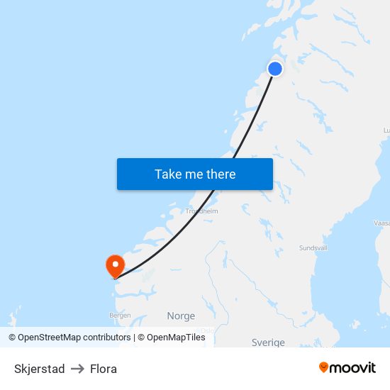 Skjerstad to Flora map