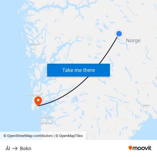 Ål to Bokn map