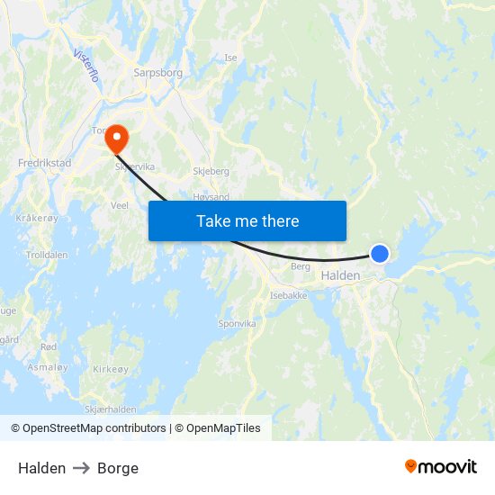 Halden to Borge map