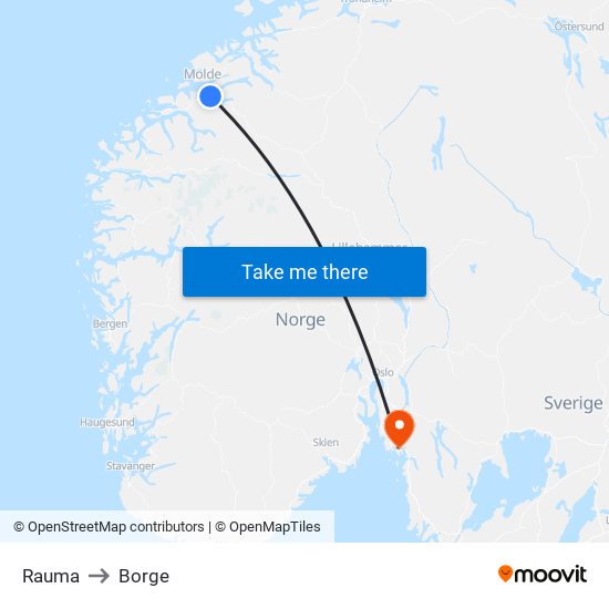Rauma to Borge map