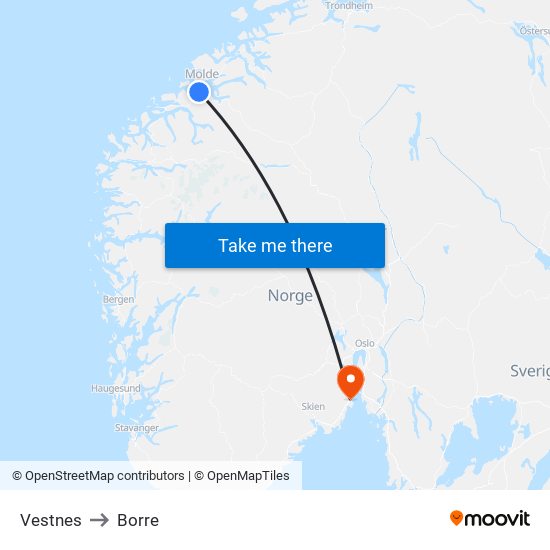 Vestnes to Borre map