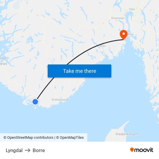 Lyngdal to Borre map