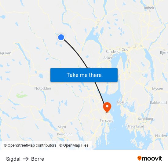 Sigdal to Borre map