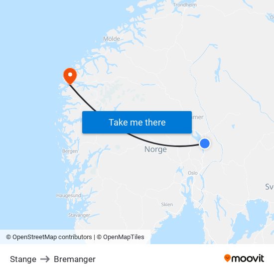 Stange to Bremanger map