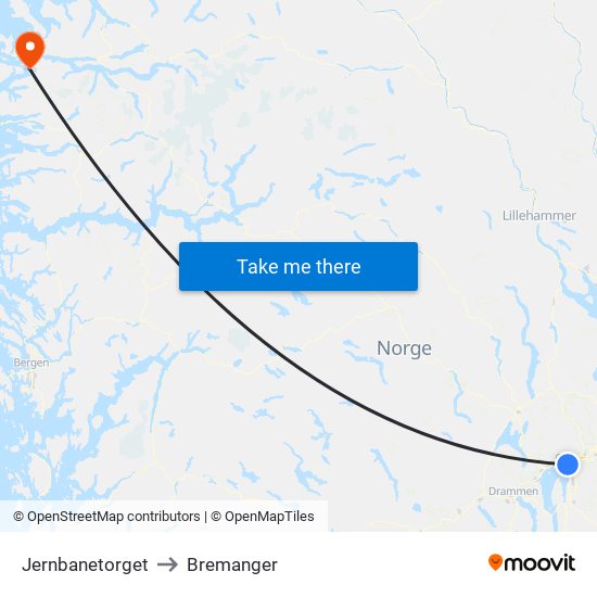 Jernbanetorget to Bremanger map