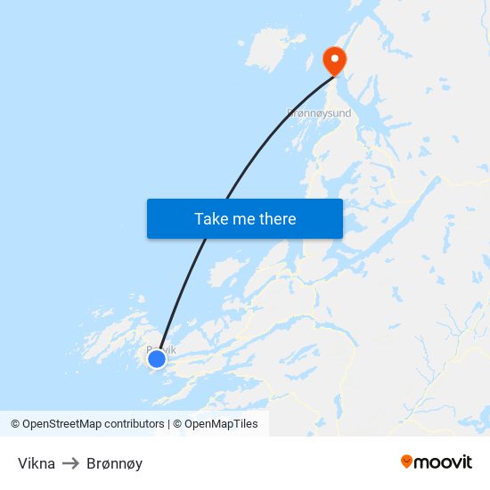 Vikna to Brønnøy map