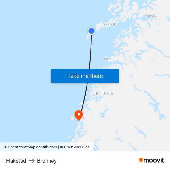 Flakstad to Brønnøy map