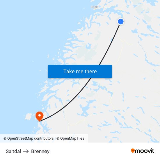 Saltdal to Brønnøy map