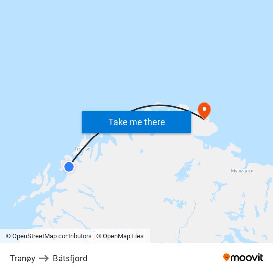 Tranøy to Båtsfjord map