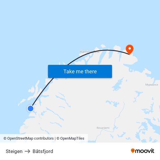 Steigen to Båtsfjord map