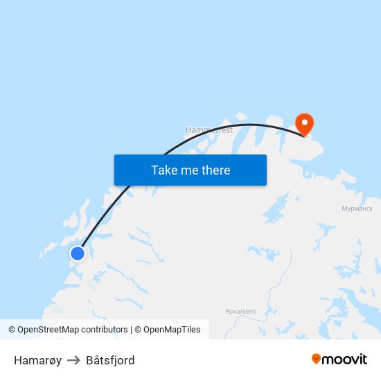 Hamarøy to Båtsfjord map