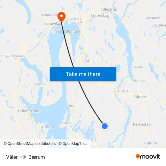 Våler to Bærum map