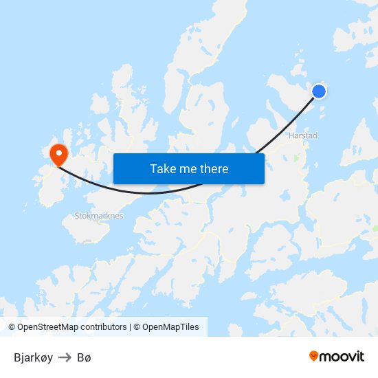 Bjarkøy to Bø map