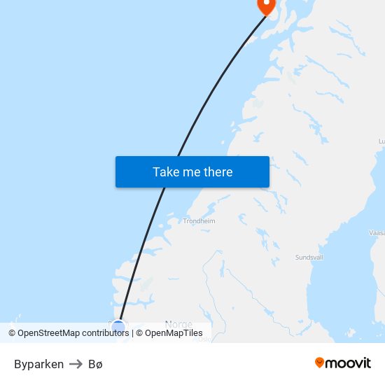 Byparken to Bø map