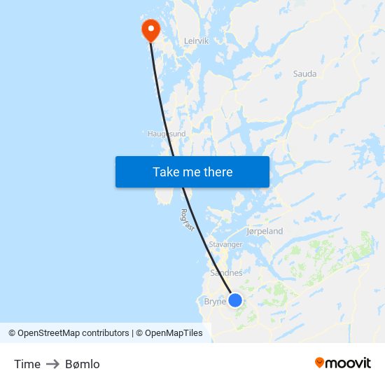 Time to Bømlo map