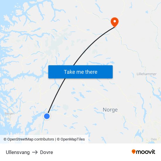 Ullensvang to Dovre map