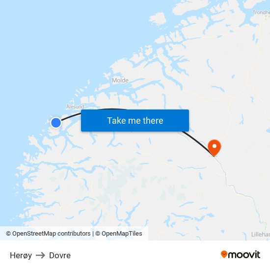 Herøy to Dovre map