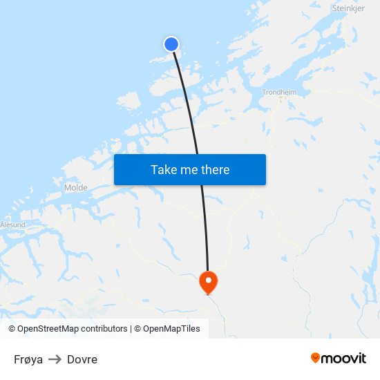 Frøya to Dovre map