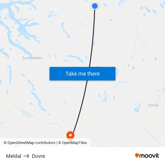 Meldal to Dovre map