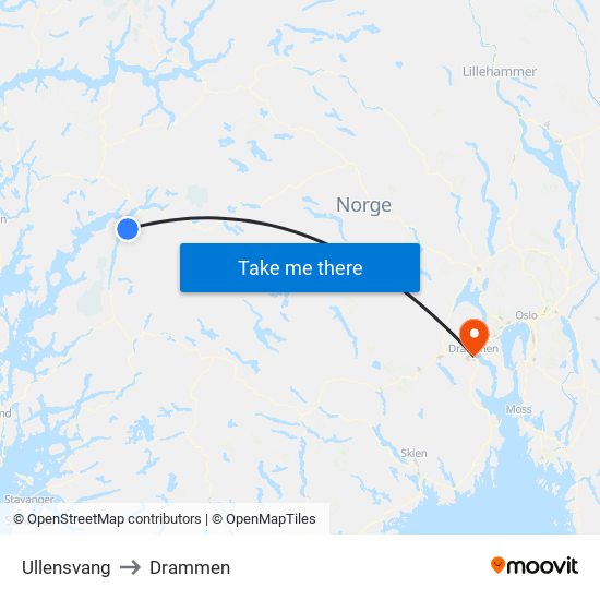 Ullensvang to Drammen map