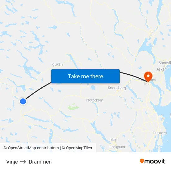 Vinje to Drammen map