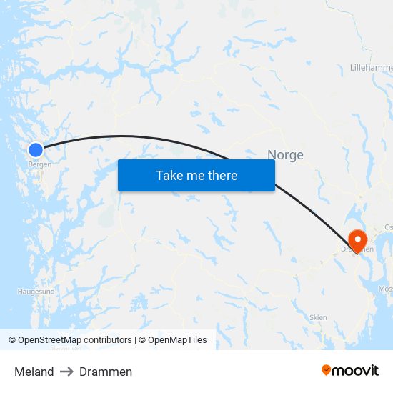 Meland to Drammen map