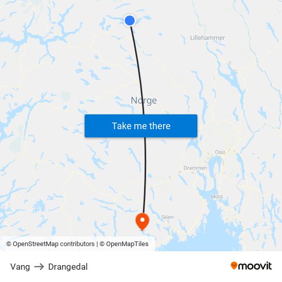 Vang to Drangedal map