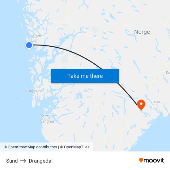 Sund to Drangedal map