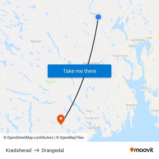 Krødsherad to Drangedal map