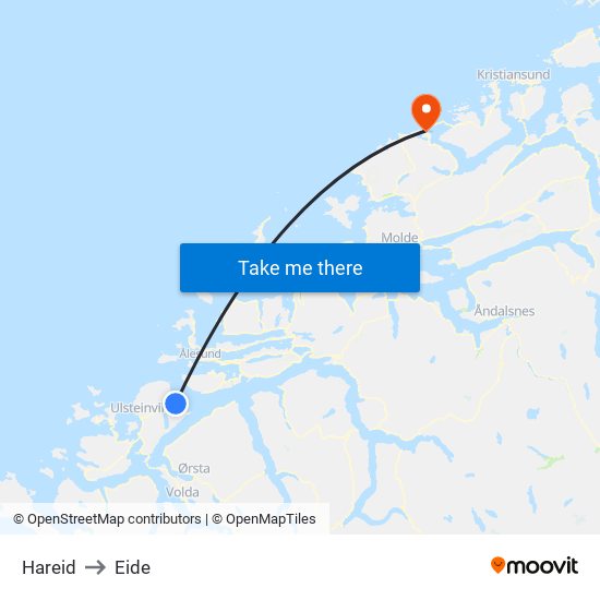 Hareid to Eide map