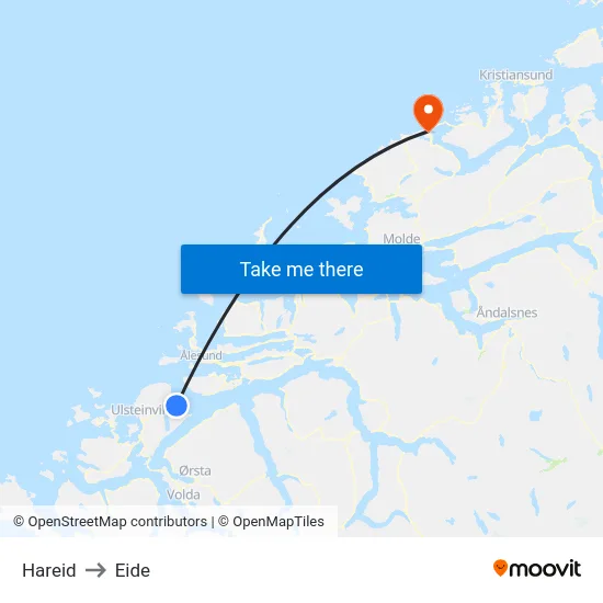 Hareid to Eide map