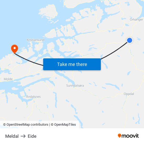 Meldal to Eide map