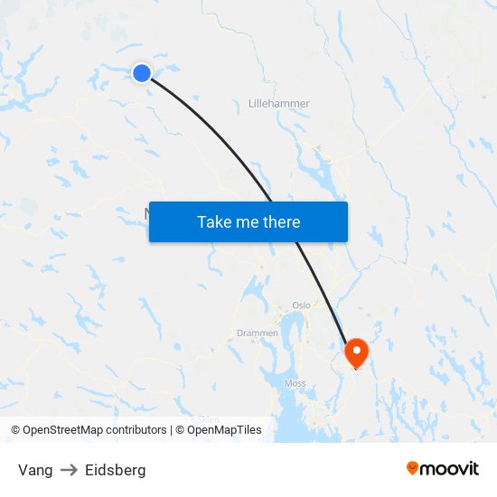 Vang to Eidsberg map