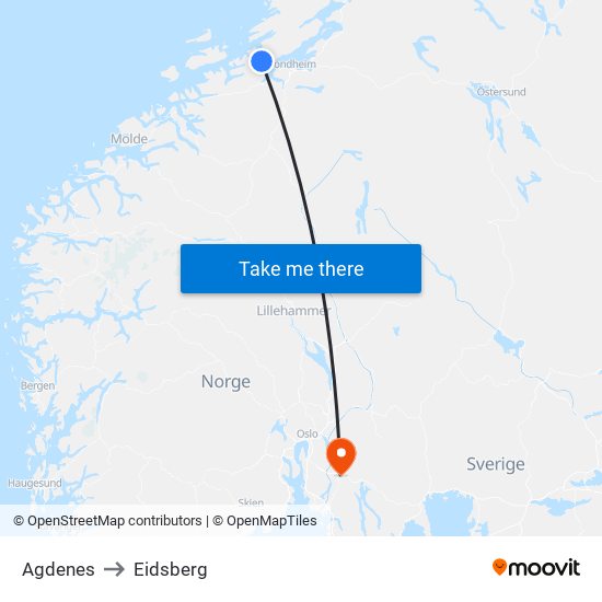 Agdenes to Eidsberg map