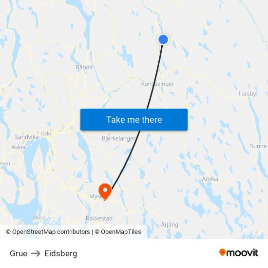 Grue to Eidsberg map