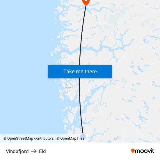 Vindafjord to Eid map