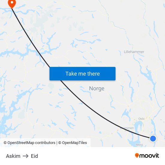 Askim to Eid map