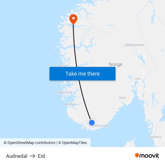 Audnedal to Eid map